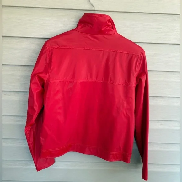 LEARSI red vintage PVC faux leather bomber jacket women’s sz M lightweight EUC - Picture 4 of 15